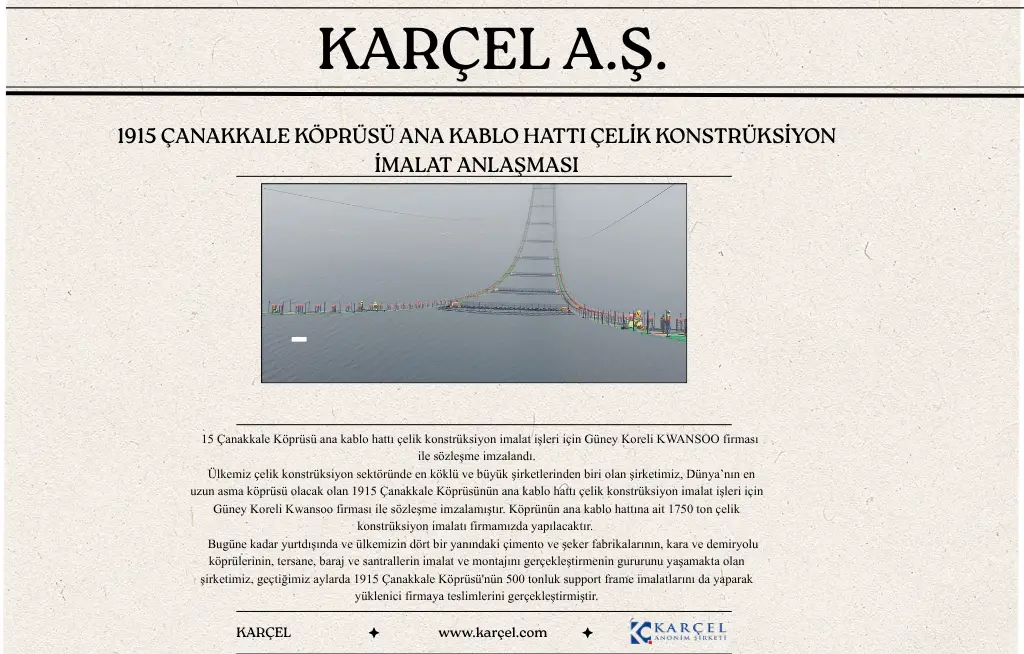 1915 Çanakkale Bridge Main Cable Line Steel Construction Manufacturing Agreement