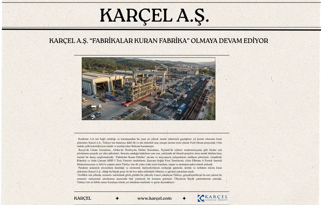 KARÇEL A.S. Continues To Be A 