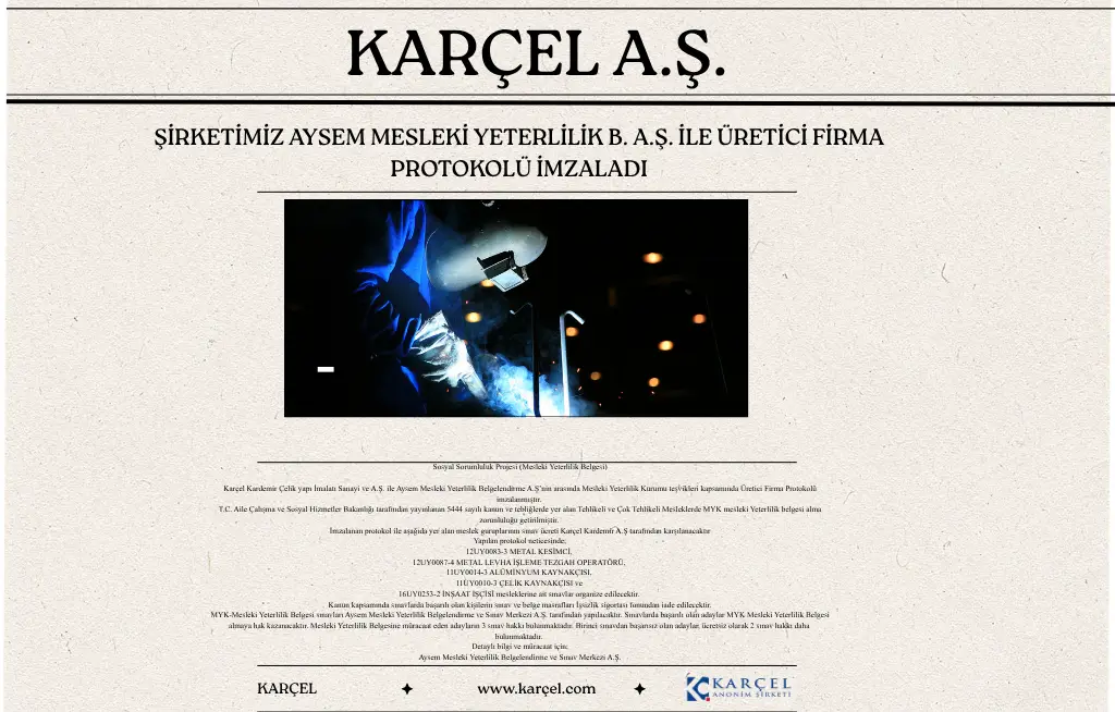 Our company Aysem Vocational Qualification B.A. Signed a Manufacturer Company Protocol between